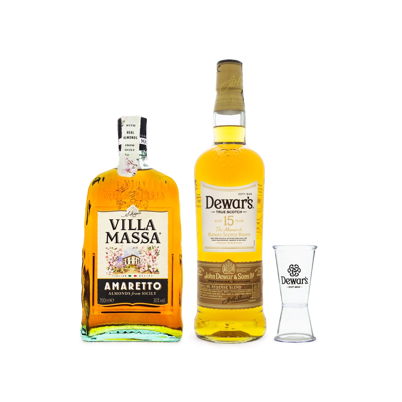The Godfather Cocktail Combo - Dewar's 15 Anos Scotch Whisky + Licor Amaretto Villa Massa