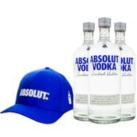 3un Vodka Absolut 1L + Boné Absolut