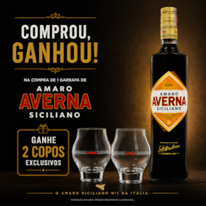 Averna Amaro Siciliano Bitter 700ml + 2 Copos Exclusivos