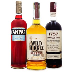Boulevardier Cocktail Combo - Wild Turkey Bourbon Whiskey + Vermouth 1757 + Campari