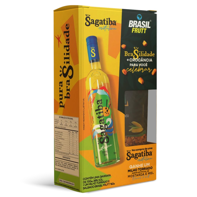 Cachaça Sagatiba Cristalina 700ml + Milho Torrado Brasil Frutt