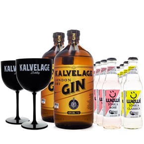 Combo 2 Gin Kalvelage + 6 Tônicas Clássica Wewi + 6 Tônicas Rosé Wewi + 2 Taças de Acrílico da Marca