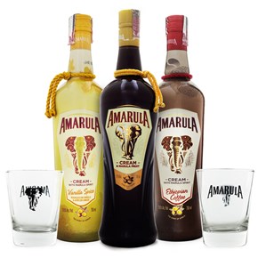 Combo Amarula Trio - Licor Cream + Ethiopian Coffee + Vanilla Spice + 2 Copos Amarula