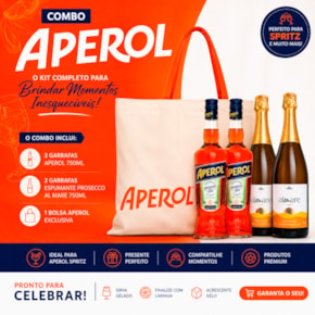 Combo Aperol Spritz - 2 Aperol + 2 Espumantes Al Mare Prosecco + Ecobag