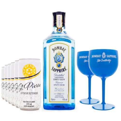 Combo Bombay Sapphire 750ml + 6 Tônicas St. Pie...