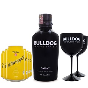 Combo G&T Bulldog Gin + 6 Tônicas Schweppes + 2 Taças Bulldog de Plástico