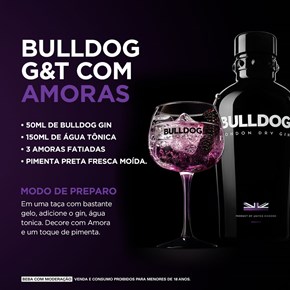 Combo G&T Bulldog Gin + 6 Tônicas Schweppes + 2 Taças Bulldog de Plástico