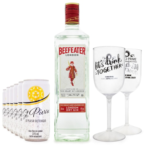 Combo Gin Beefeater + 6 Tônicas St. Pierre + 2 Taças de Acrílico