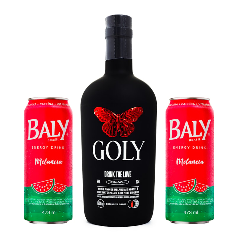 Compania Goly Combo Goly Licor de Melancia e Hortelã 750ml + 2un Energético Baly ...