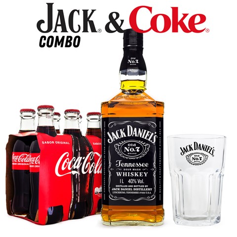 Combo Jack & Coke - 1 Jack Daniel's 1L  + 6 Coca-Cola 250ml + Copo