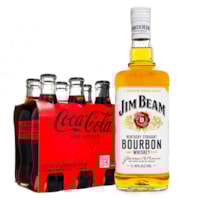 Combo Jim Beam Bourbon e Coca - 1 Jim Beam 1L + 6 Coca-Cola Zero 250ml