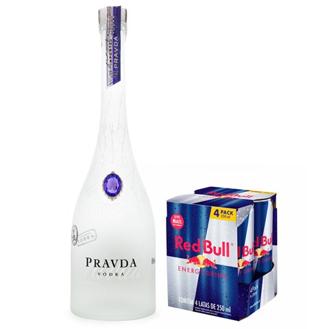 Combo Pravda Vodka 750ml + 4 Energéticos Red Bull 250ml