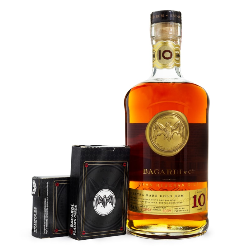 Combo Rum Bacardi Gran Reserva Diez 10 Anos 750ml + Baralho Bacardi