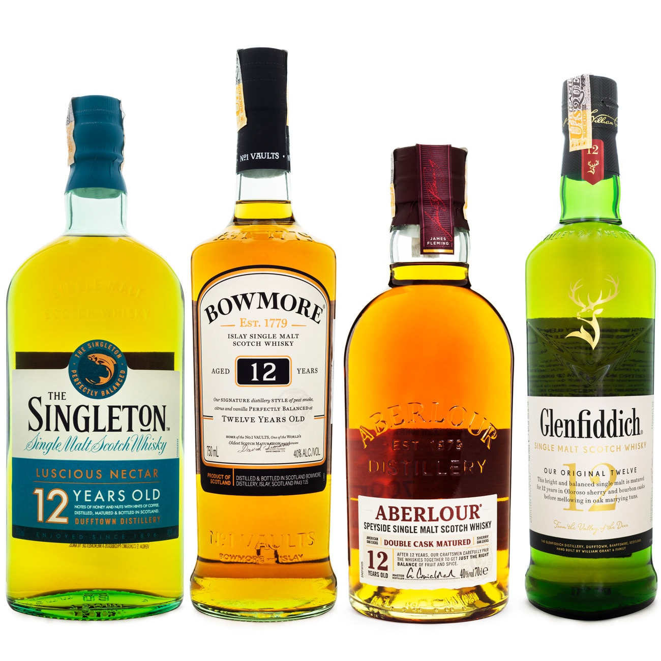Combo Single Malt Scotch Whisky - 12 Anos de Maturação - 4 Rótulos