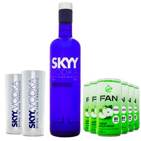 Combo Skyy Vodka & Suco Fan Maçã Verde + Copos