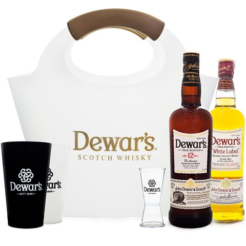 Combo Whisky Dewar's 12 Anos 750ml + Dewar's White Label 750ml + Bag + 2 Copos + Dosador Acrílico