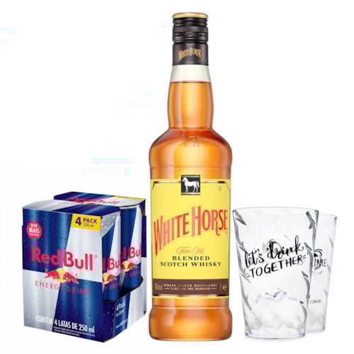 Combo White Horse 1L + 4 Red Bull 250ml + 2 Cop...