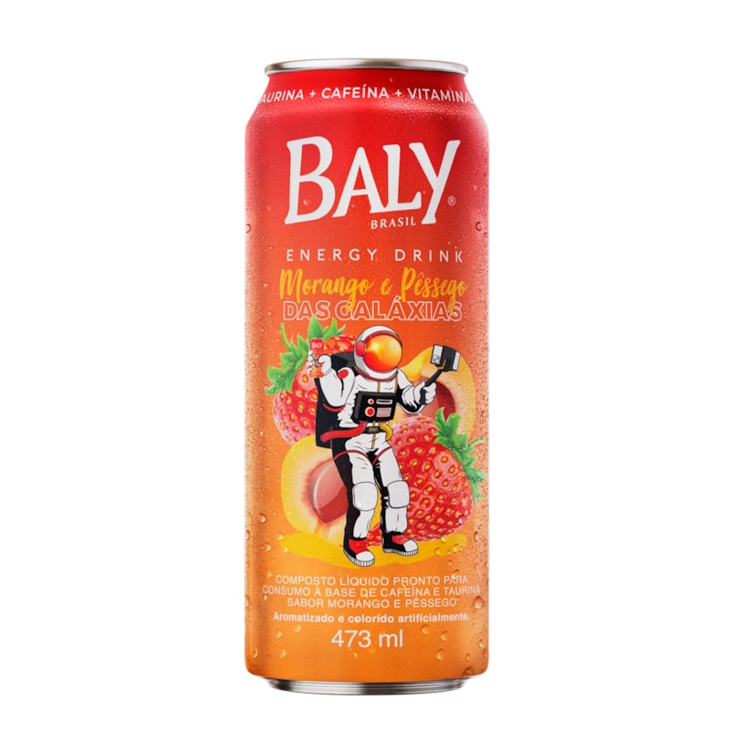 Energético Baly Morango e Pêssego 473ml