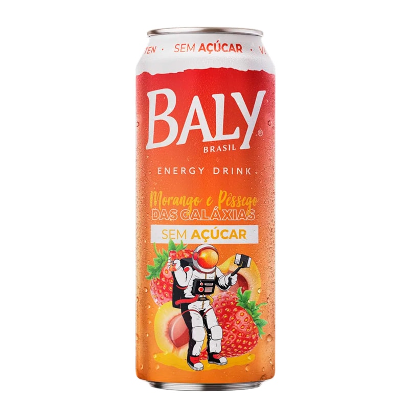 Energético Baly Morango e Pêssego Sem Açúcar 473ml