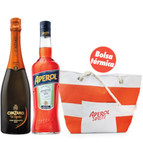 Kit Aperol 750ml + Espumante Cinzano To-Spritz 750ml + Bolsa Térmica Aperol