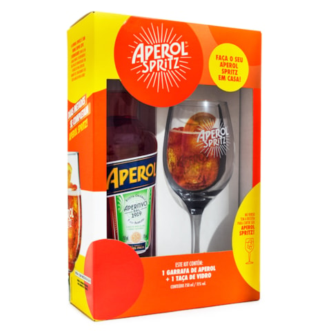 Kit Aperol 750ml + Taça de Vidro