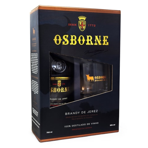 Kit Brandy de Jerez Osborne 700ml + Copo de Vidro