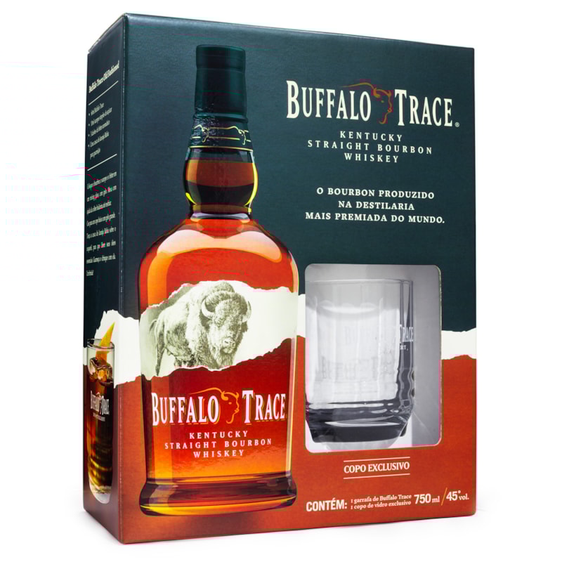 Kit Buffalo Trace Bourbon Whiskey 750ml + Copo de Vidro