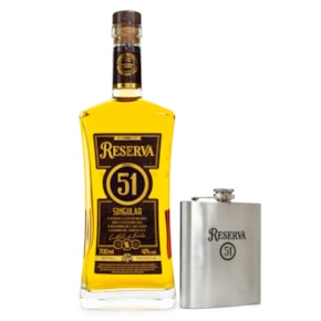 Kit Cachaça 51 Reserva Singular 700ml + Cantil Exclusivo