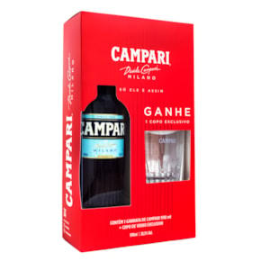 Kit Campari 998ml + Copo de Vidro