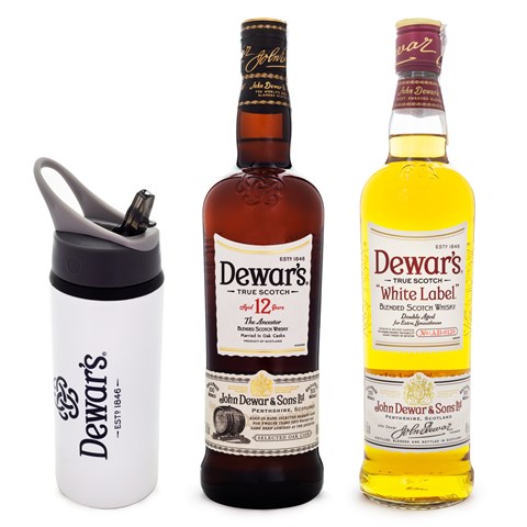 Kit Dewar's 12 Anos Blended Scotch Whisky 750ml + Dewar's White Label 750ml + Squeeze