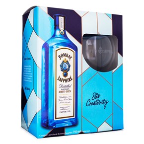 Kit Gin Bombay Sapphire + Taça de Acrílico