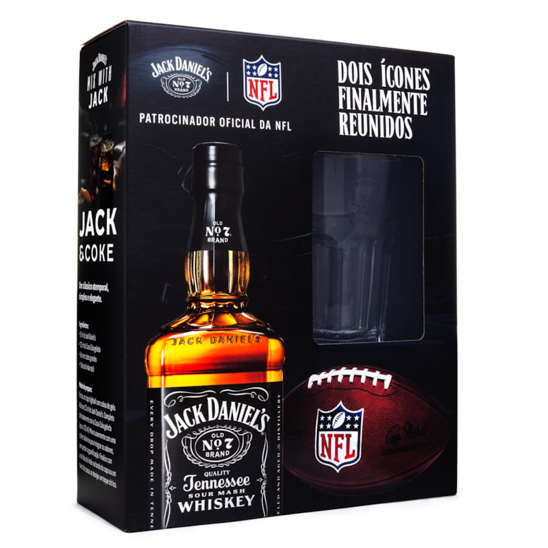 Kit Jack Daniel's 1L + Copo Exclusivo Edição NFL