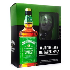 Kit Jack Daniel's Apple 1L + Taça de Vidro - Licor de Maçã Verde e Whiskey