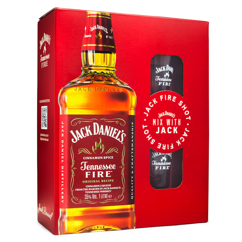 Kit Jack Daniel's Fire 1L + 2 Copos Shot