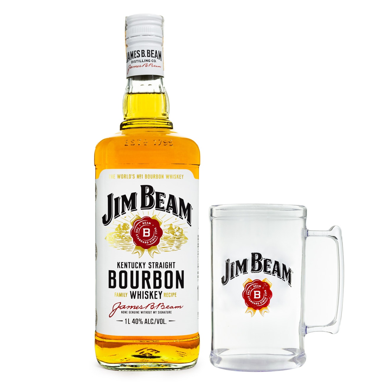 BEAM クラッシックカーボトル 750ml Kit Jim Beam Bourbon Whiskey 1L + Caneca de Acrílico Exclusiva