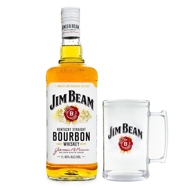 Kit Jim Beam Bourbon Whiskey 1L + Caneca de Acrílico Exclusiva