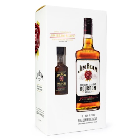 Kit Jim Beam Bourbon Whiskey 1L + Miniatura Jim Beam Black 50ml