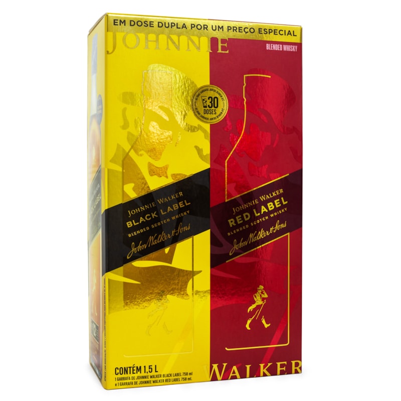 Kit Johnnie Walker Black Label 750ml + Red Label 750ml