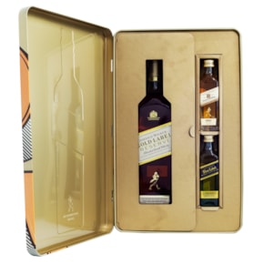 Kit Lata Johnnie Walker Gold Label 750ml + 18 Anos 50ml + Blue Label 50ml