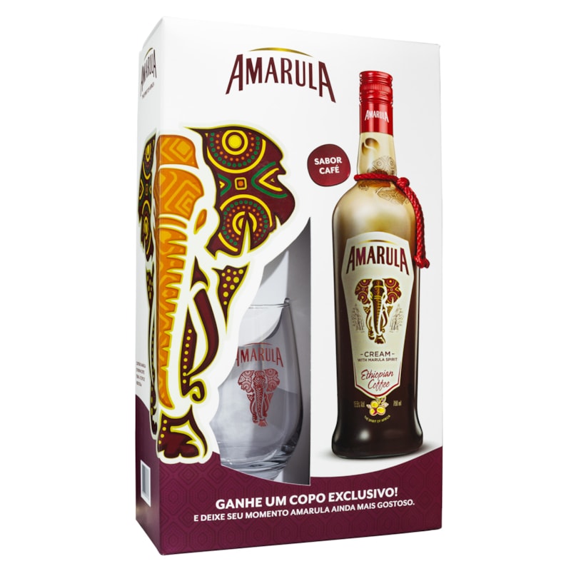 Kit Licor Amarula Ethiopian Coffee 750ml + Copo de Vidro