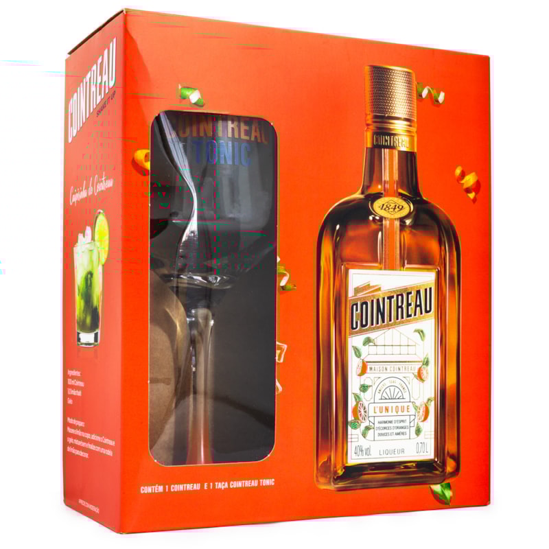 Kit Licor Cointreau 700ml + Taça de Vidro