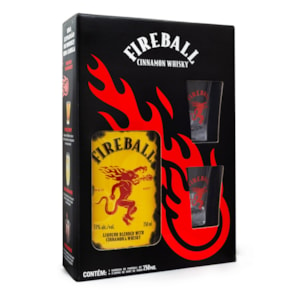 KIt Licor Fireball 750ml + 2 Copos Shot