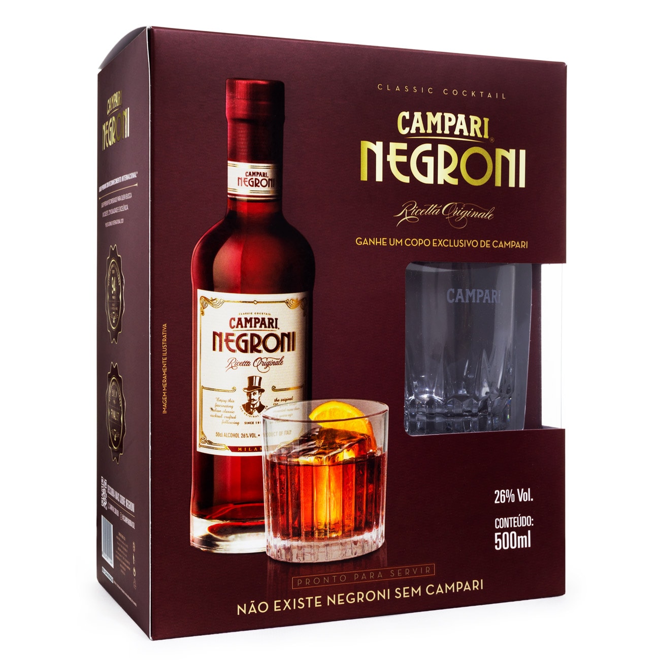 Kit Negroni Campari 500ml + Copo - Espaço Prime Bebidas