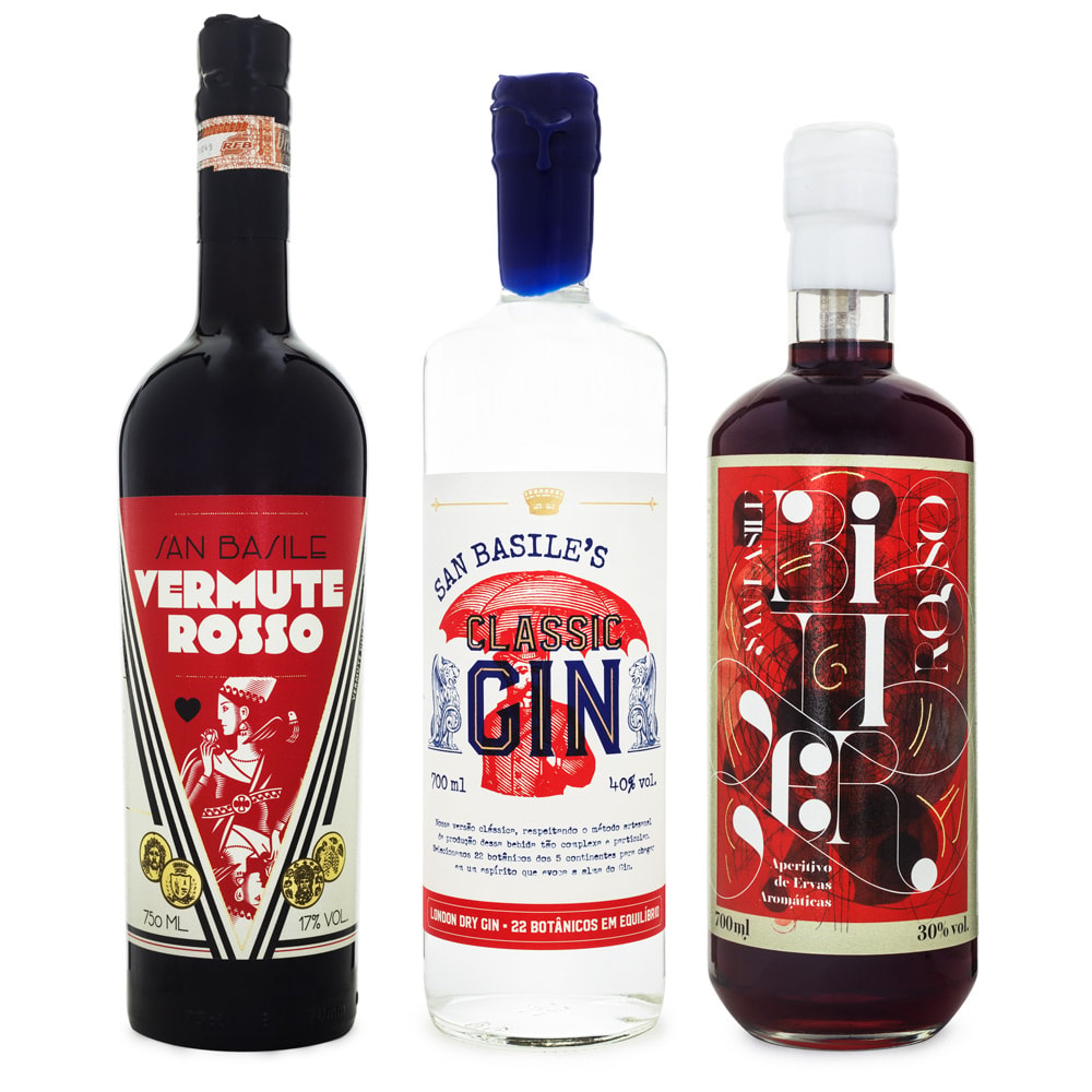 Kit Negroni do Brasil - Destilaria San Basile - Classic Gin 700ml