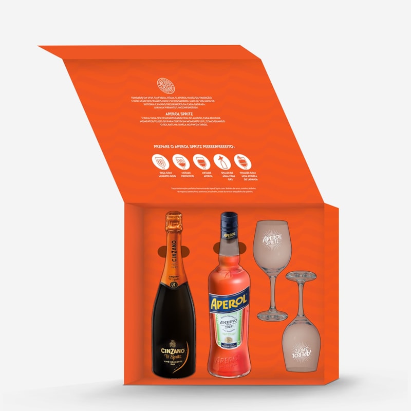 Kit Presenteável Aperol Spritz - Pack + Espumante + Taças