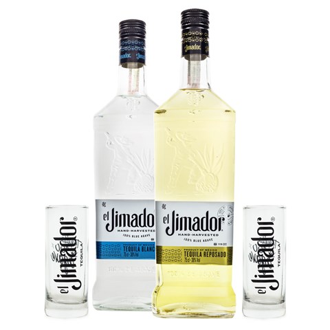 Kit Tequilas El Jimador Reposado e Blanco 750ml + 2 Copos Shot