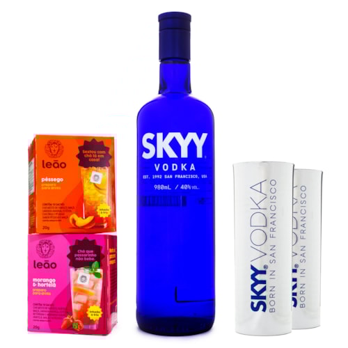 Kit Vodka Skyy 980ml + 2 Caixas Preparo para Dr...