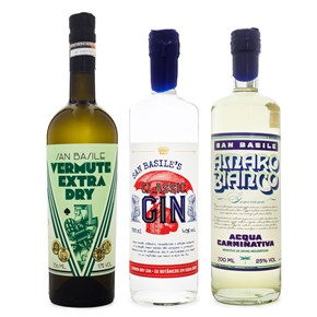 Kit White Negroni Destilaria San Basile - Classic Gin 700ml + Amaro Bianco 700ml + Vermute Extra Dry 750ml