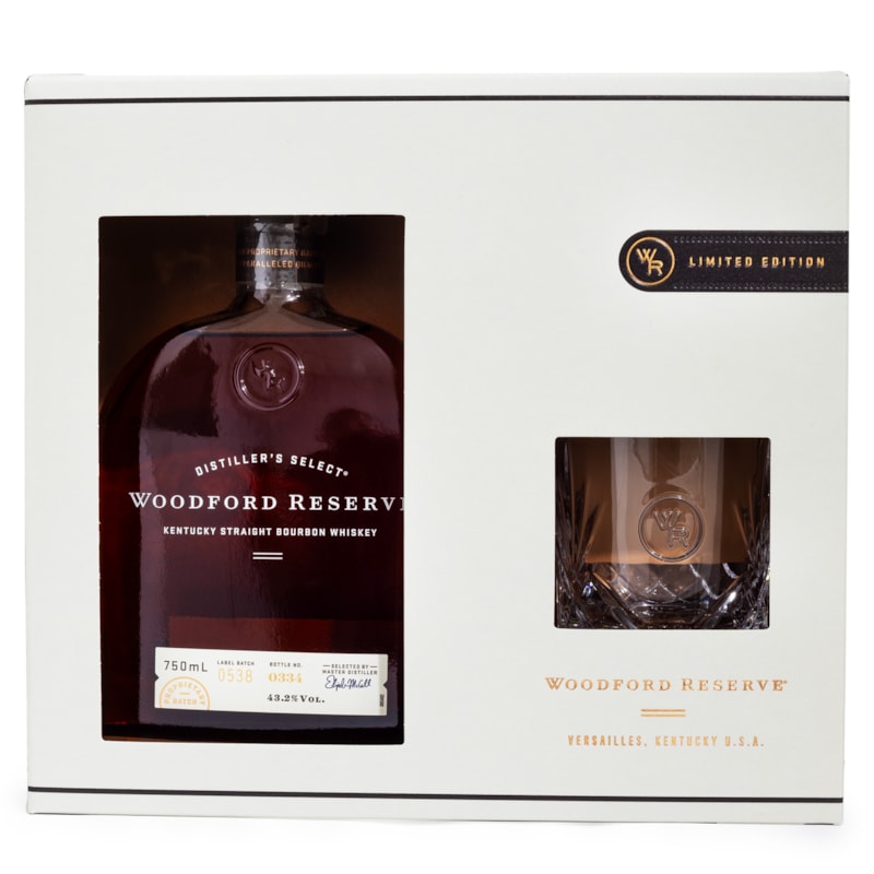 Kit Woodford Reserve Bourbon Whiskey 750ml + Copo de Vidro