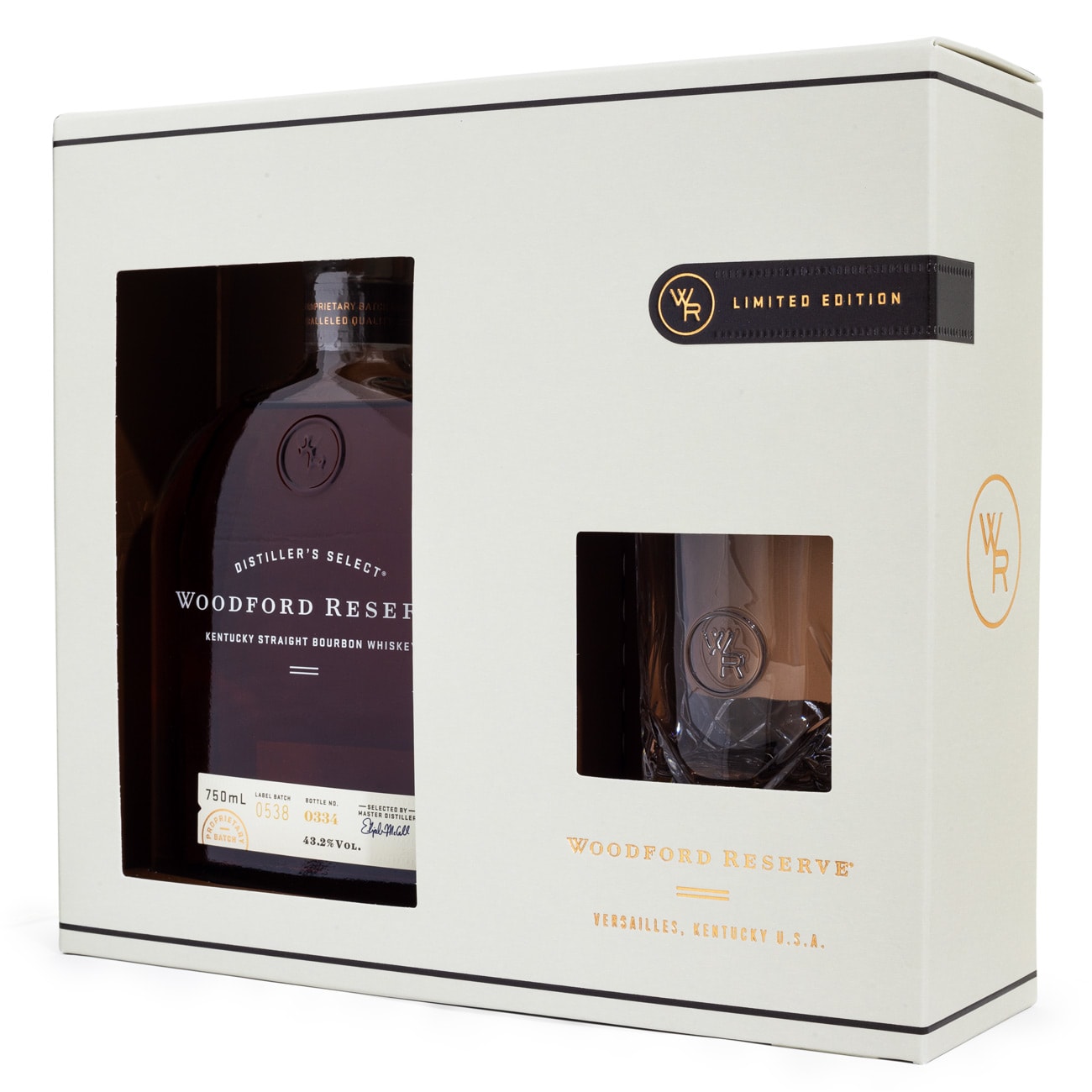 Kit Woodford Reserve Bourbon Whiskey 750ml + Copo de Vidro